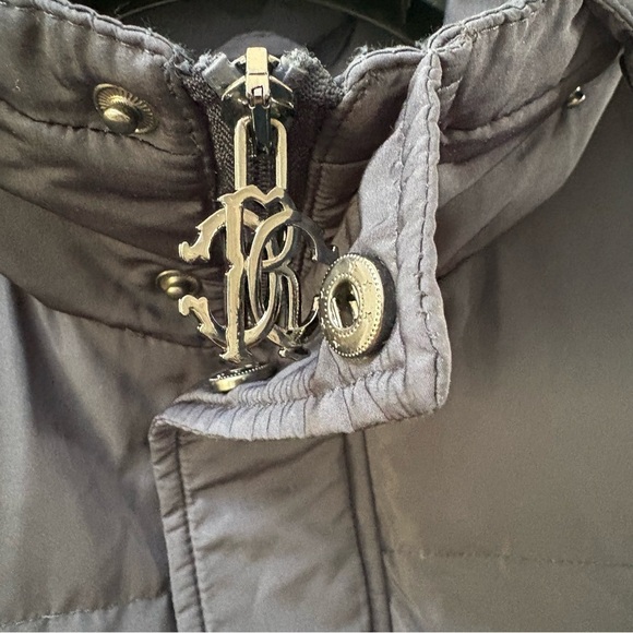 Roberto Cavalli Men’s Duck Down Puffer Vest Navy Blue Size 54 XL Hooded - Picture 4 of 14